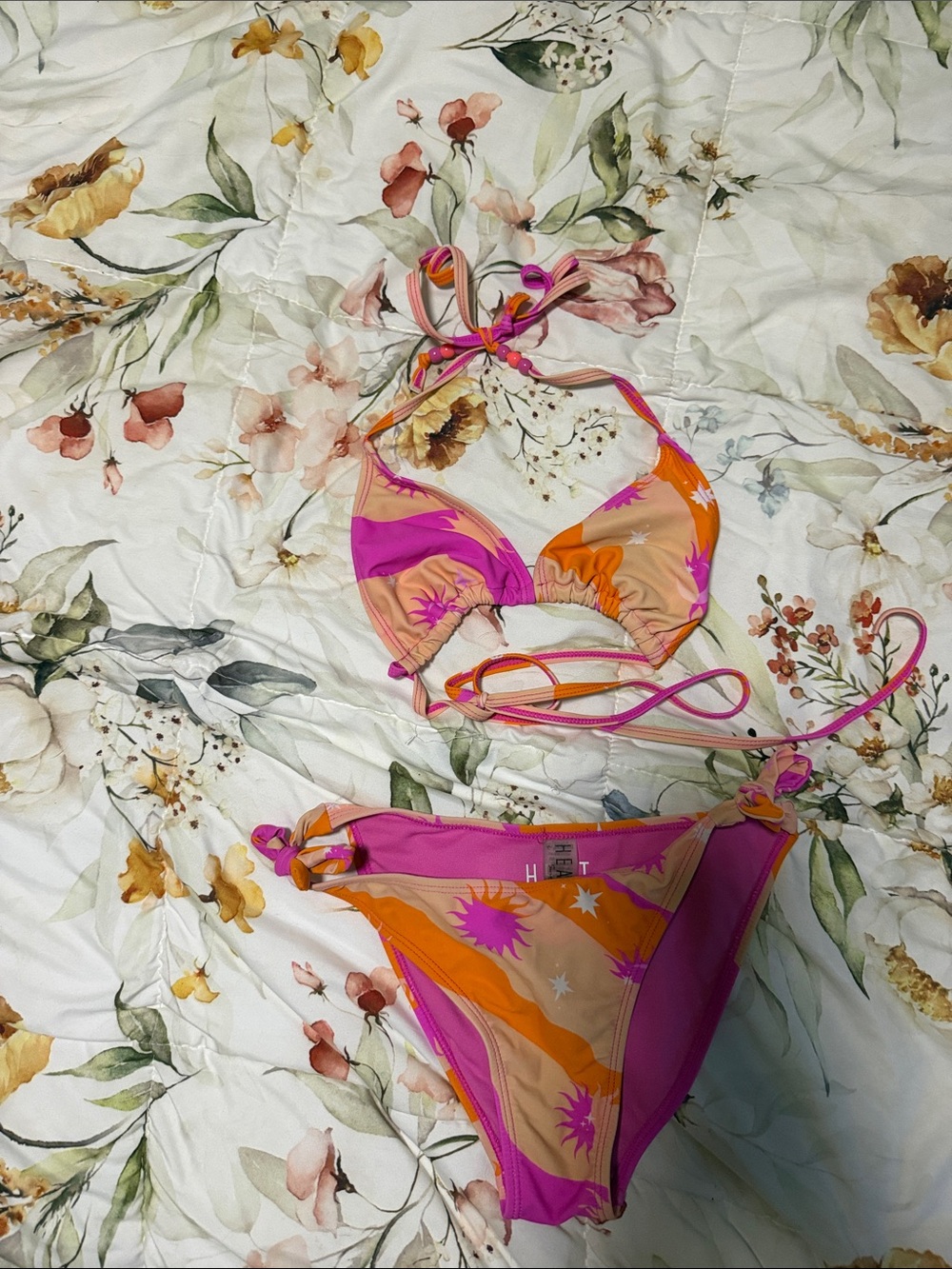 Bright Pink & Orange Starburst Bikini Set